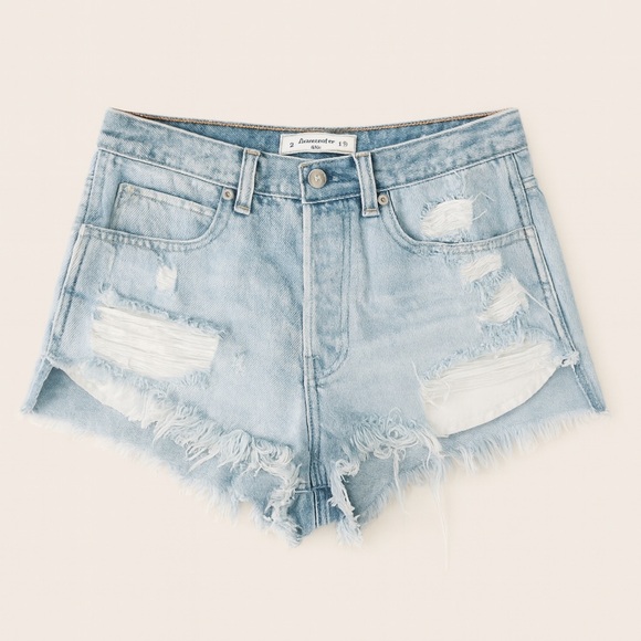 Abercrombie & Fitch Pants - Abercrombie & Fitch High Rise Distressed Denim Shorts 26 Light Wash Cutoff